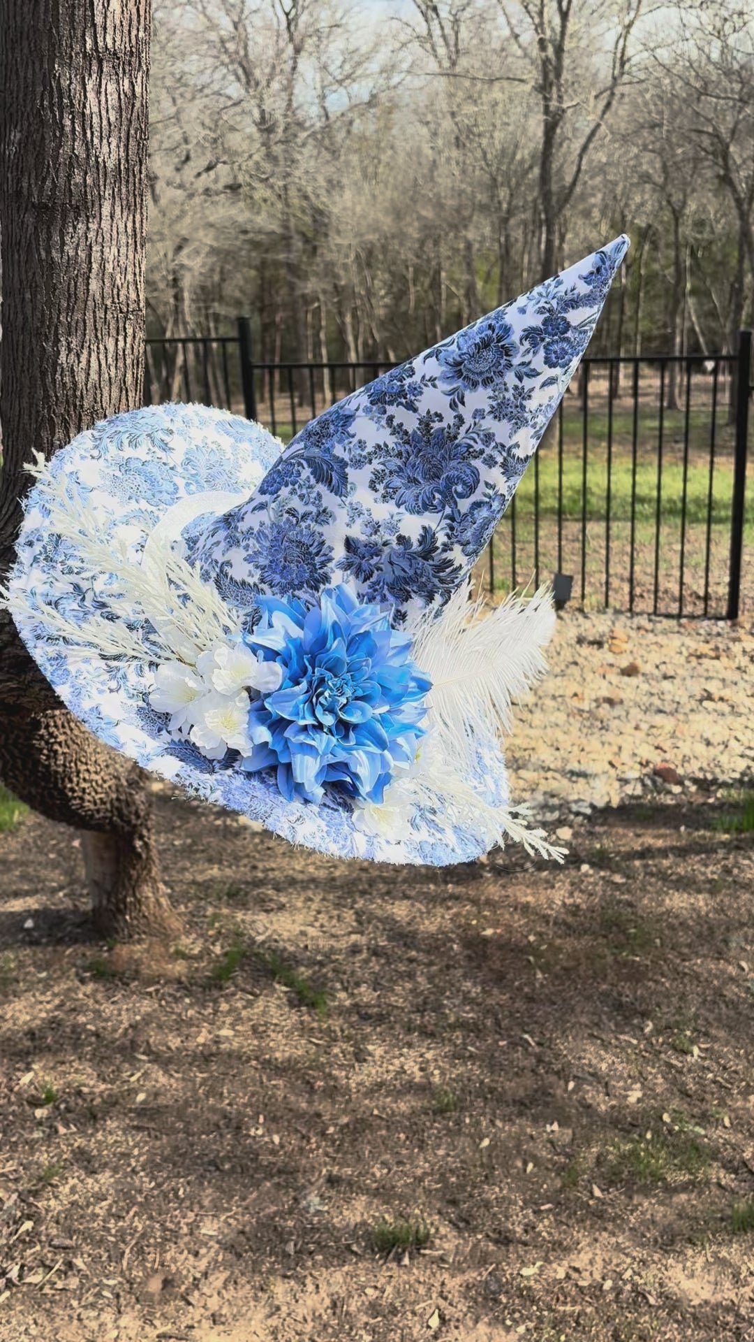 Porcelain Moon | Blue Toile Witch Hat – Moonspell Hollow™